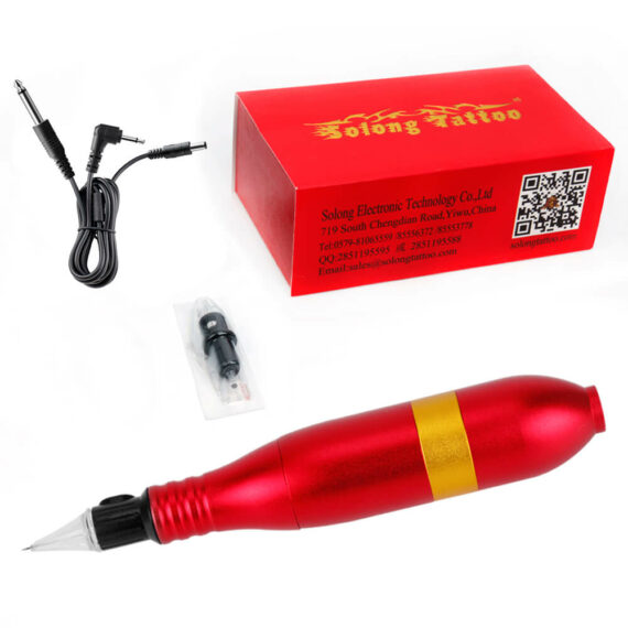 Penna per tatuaggi Solong Bullet-Motor e corpo rosso, blu e viola EM110