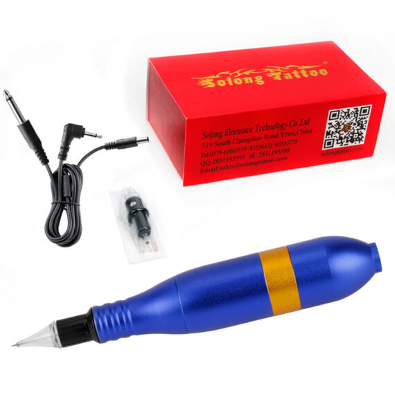 Penna per tatuaggi Solong Bullet-Motor e corpo rosso, blu e viola EM110