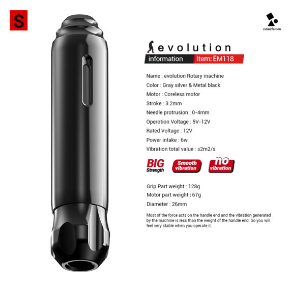 Solong Motor Tattoo Pen Machine Kit DC5.5 Enchufe EM118-Negro