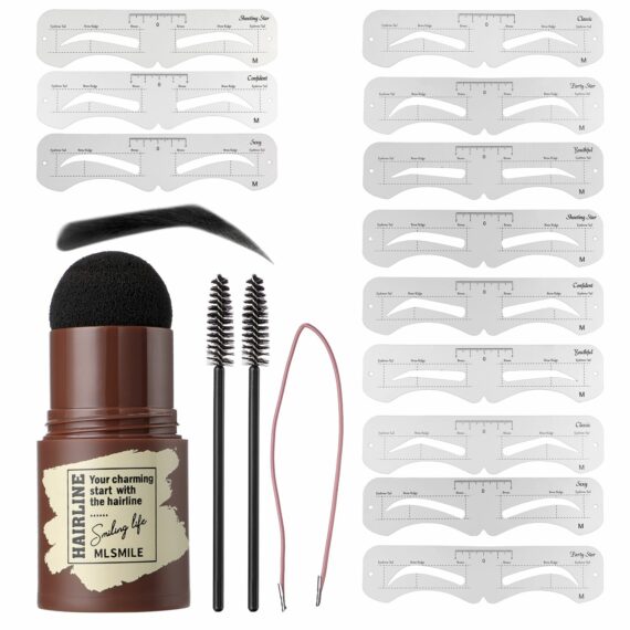 ANTIKE Eyebrow Stencil Kit Makeup Tools Vattentät brynstämpel och ögonbrynspulver med återanvändbara ögonbrynsstenciler