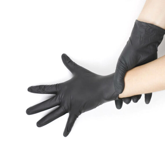 Solong Tattoo Black Disposable Tattoo Latex Gloves Size Middle 100 pcs