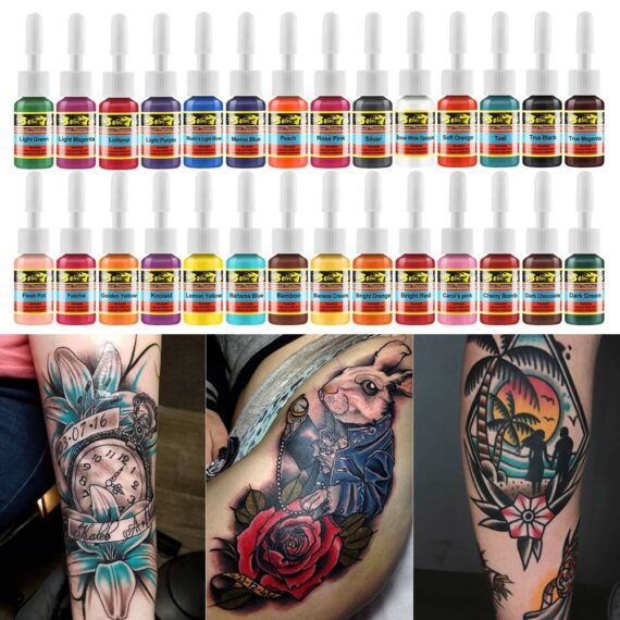 Juego de tinta para tatuaje Solong 28 colores completos 1/6 oz (5 ml)
