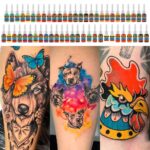 Conjunto de tintas de tatuagem Solong 54 cores completas 1/6 onças (5 ml) TI1001-5-54