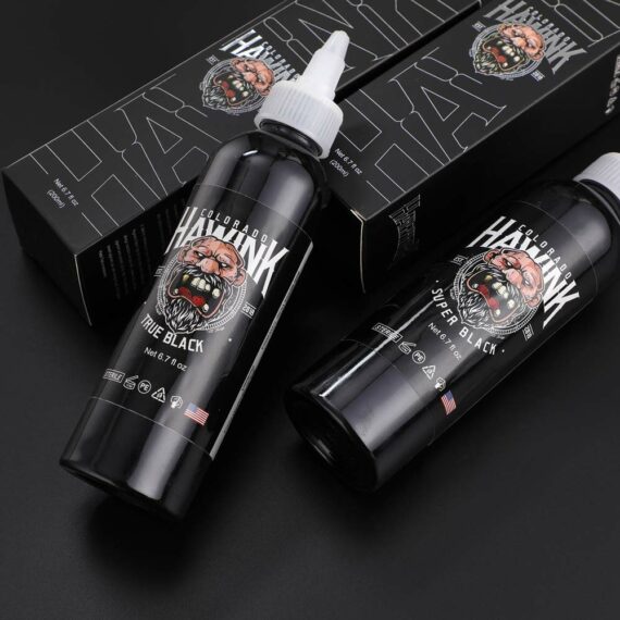 HAWINK® スーパー ブラック タトゥー インク 6.7 オンス (200ml)