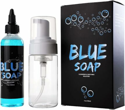 Savon bleu de tatouage Solong 4OZ + solution de guérison apaisante nettoyante pour bouteille moussante de 100 ml