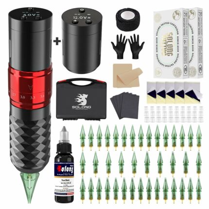 Solong Wireless Cartridge Rotary Tattoo Machine Pen Kit med 2 batterier SLE75KIT-1