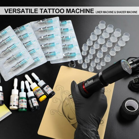 STIGMA Kit de tatuaje inalámbrico con pistola de tatuaje STQ49P802-1 y batería de tatuaje de 1400 mAh