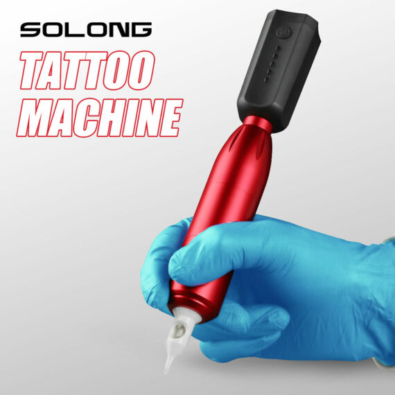 Kit de caneta de tatuagem rotativa sem fio Solong SLP63KITTI302-2