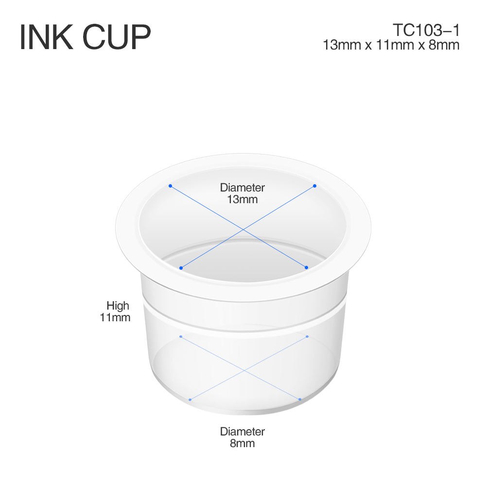 Tattoo-Tintenbecher, Kunststoffkappen, kleine Größe, weiße Farbe, TC103-1, 1000 Stück