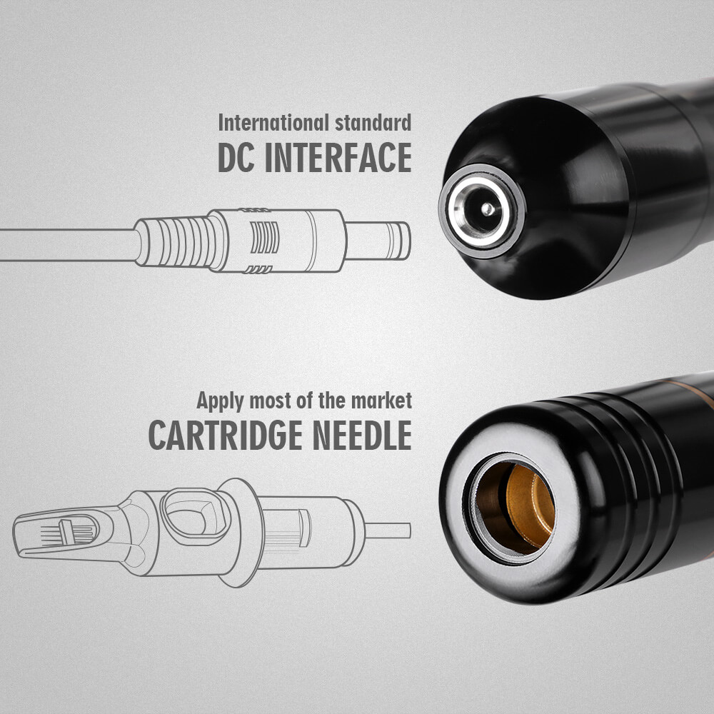 DC connector and common needle cartridge slot